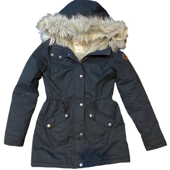 Hollister Jackets & Blazers - ❤️HOLLISTER FAUX FUR LINED PARKA SIZE XS BLACK ***READ DESCRIPTION***